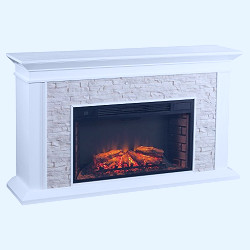 Southern Enterprises Decorative Fireplace White With Rustic White Faux  Stone : Target